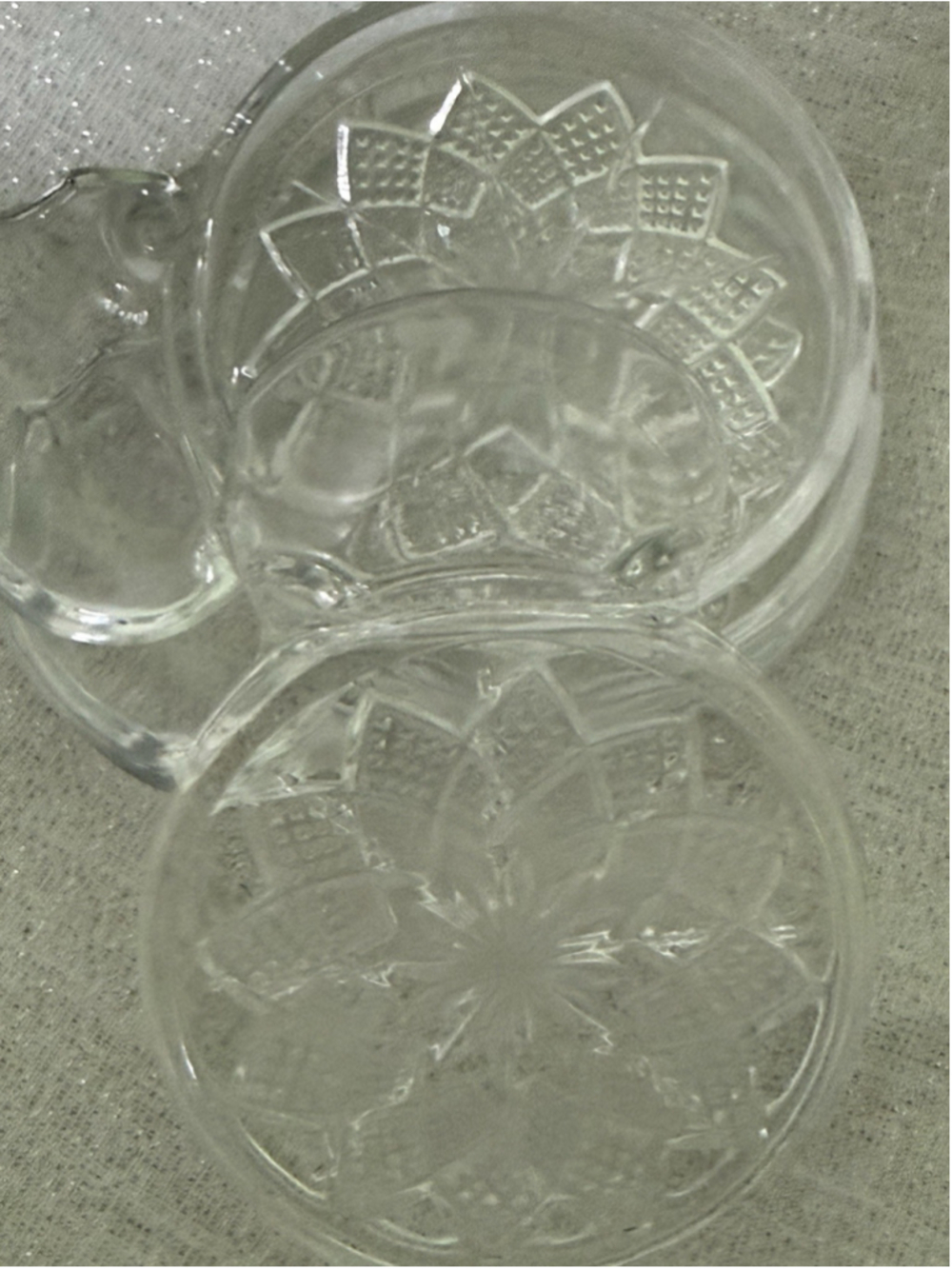 Set of 4‎ Clear Round Glass Coasters, Floral Flower Pattern, Decorative